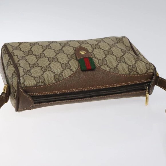 GUCCI GG Supreme Web Sherry Line Shoulder Bag PVC Beige 89 02 018 Auth - Picture 13 of 16